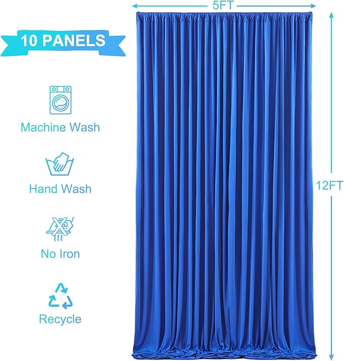 50ft x 12ft Royal Blue Backdrop Curtains Wrinkle Free Backdrop Curtain for Wedding Parties Blue Fabric Backdrops Drapes Back Drop Cloth Bridal Shower Stage Curtains Wedding Decorations for Reception