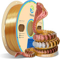YOUSU PLA Filament1.75mm, Triple Color Coextrusion Silk 3D Printer Filament 1.75mm for 3D Printer & 3D Pen, Multicolor PLA Rainbow Filament, 1kg(2.2lbs) Silk PLA Gold Silver Copper.