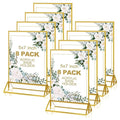 8PCS 5x7" Double-Sided Acrylic Sign Holders, Clear Gold Picture Frames, Table Number Holders with Golden Border for Wedding Reception, Centerpiece, Decoration, Party