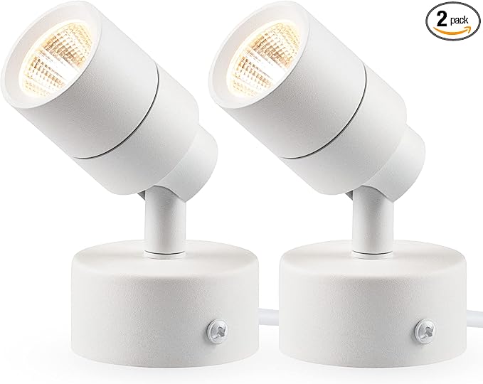 SUNVIE 2 Pack LED Up Lights for Indoor Use Uplight, Warm White Floor Spotlight Lamp, 120V Spot Lights for Uplighting Accent Lighting, 5.9 FT Cord with Foot Switch