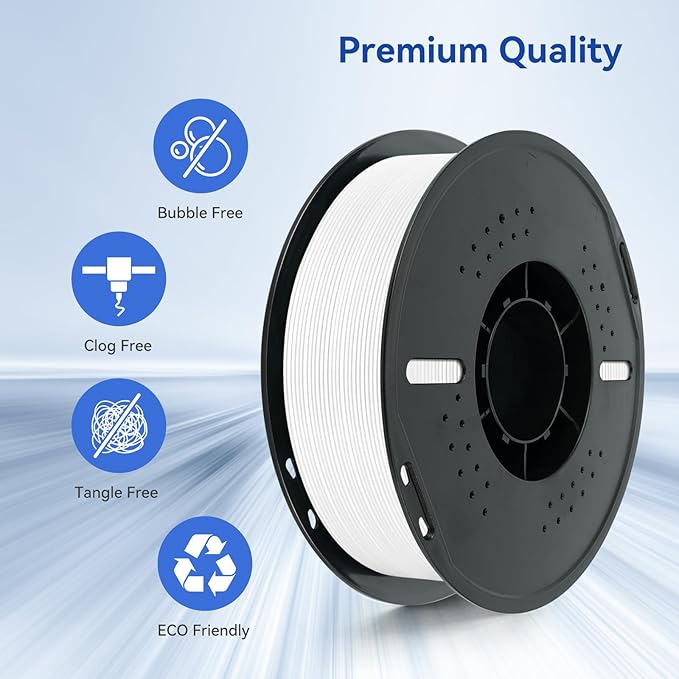 Kingroon 10KG White PLA Filament 1.75mm 3D Printer Filament Pla Filament Dimensional Accuracy +/- 0.02mm, Fit Most FDM Printer, 1KG X 10 Spools