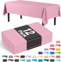 Party Solids Pack Of 12 Premium Plastic Tablecloth 54 Inch x 108 Inch Rectangle Table Cover - Pink