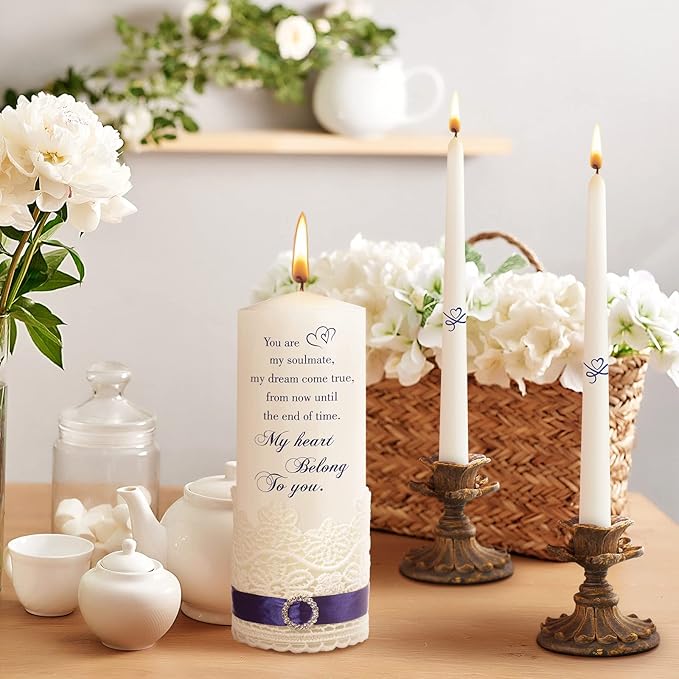 Frienda Unity Candles for Wedding Ceremony Set Wedding Unity Taper Candles Catholic Religious Ceremony Accessories(Heart Style)