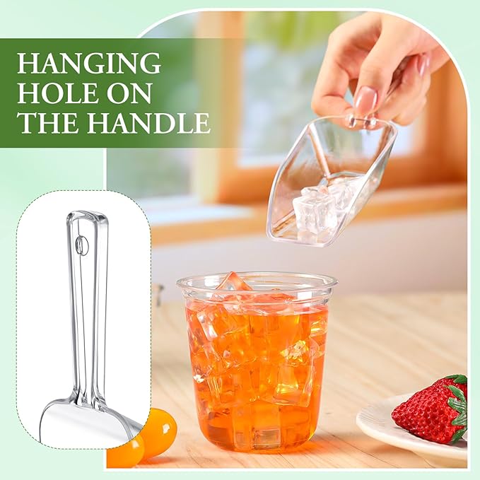 Roshtia 6 Pcs Plastic Serving Tongs Mini Kitchen Tongs Utility and Plastic Kitchen Scoops Clear Ice Scoop Mini Clear Buffet Scoop for Candy Dessert Buffet Ice Snack Coffee Tea