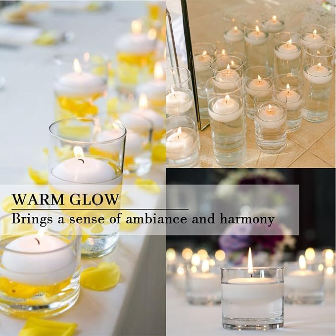 12 Bulk White Floating Candles-2 inch Unscented Tealights -for Romantic Weddings Decorations Pool Centerpieces Parties