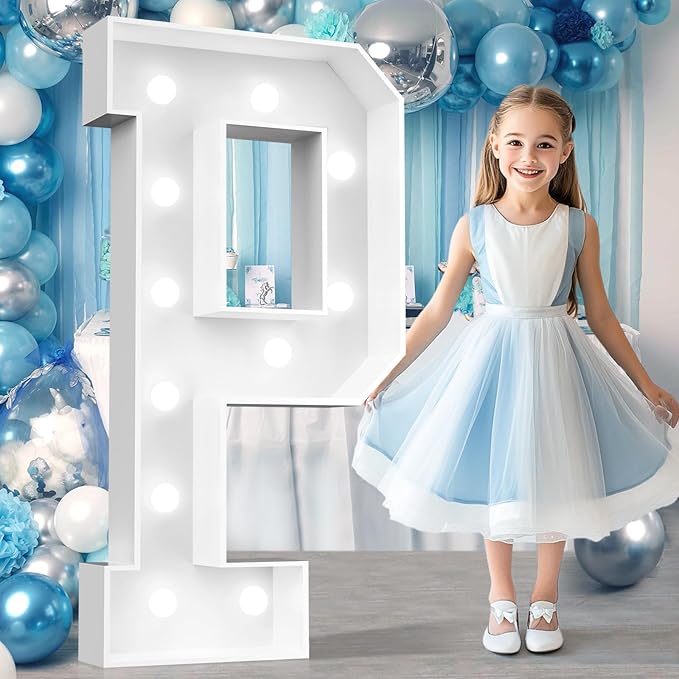 Ledido 4FT Marquee Light Up Letters, Cool White Light Up Letters Large Marquee Letter for Party Decorations, Mosaic Letter P for Balloons, Wedding Birthday Graduation Decor