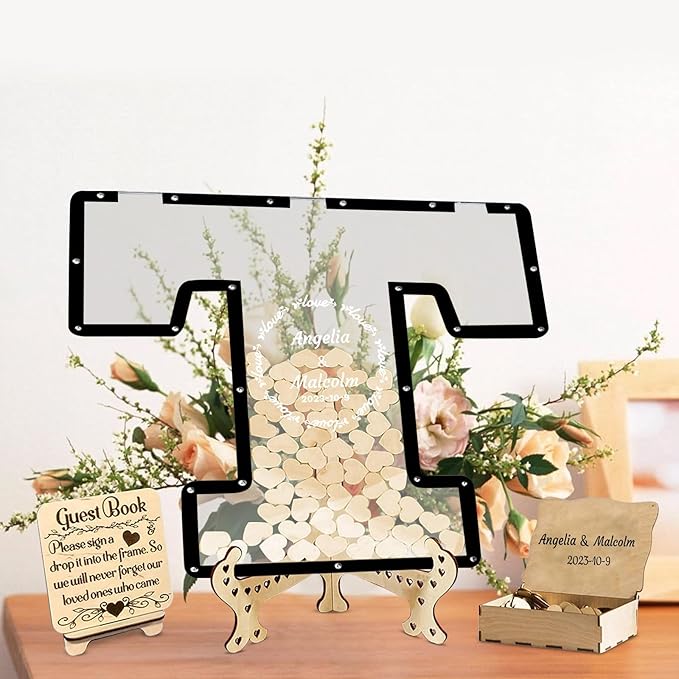 Personalized Wedding Guest Book Alternative Custom Name & Date Guestbook Sign Customized Guest Book Drop Box Decor for Wedding Anniversary Party Birthday(Style 2)