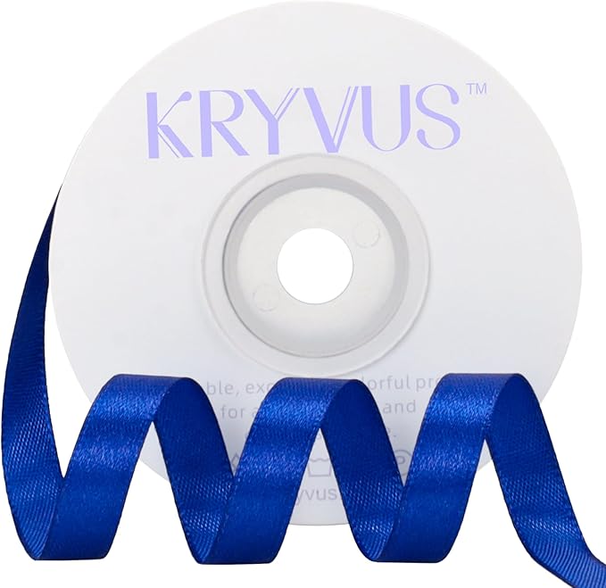Royal Blue Satin Ribbon 3/8 inch X Continuous 25 Yards, Single Face Polyester Ribbon Perfect for Gift Wrapping, Flower Bouquet, Wedding Decor, Crafts, Bow Making, Sewing and More