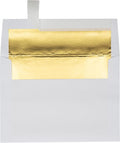 LUXPaper A7 Foil Lined Invitation Envelopes | Peel & Press | 5 1/4" x 7 1/4" | White w/Gold LUX Lining | 60lb. Text | 250 Qty