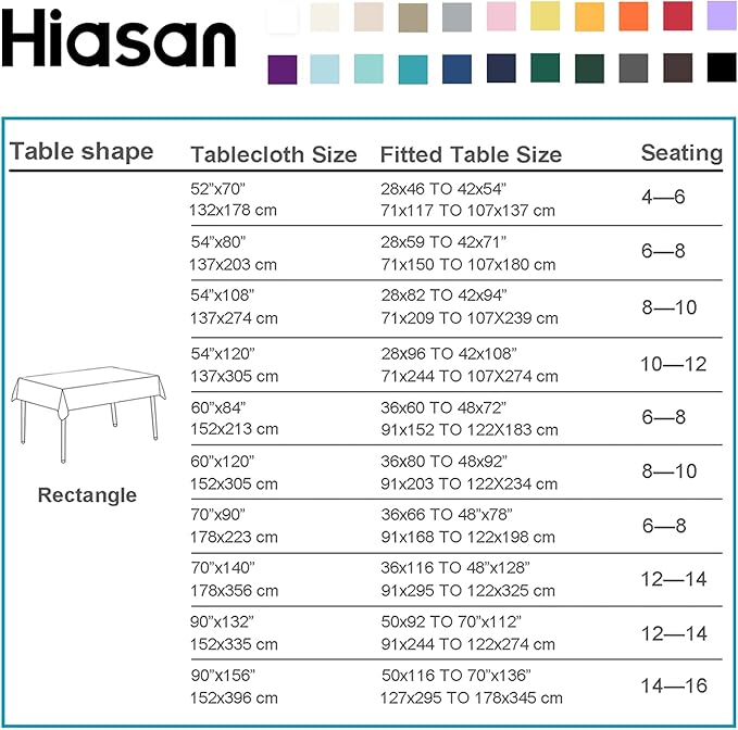 Hiasan Ivory Tablecloth for Rectangle Tables - Waterproof and Spillproof Washable Fabric Table Cloth for Dining Room Kitchen Party, 60 x 102 Inch