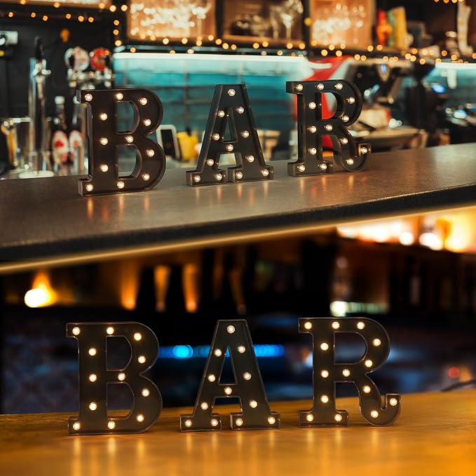 Foaky Black LED Letter Lights for Room Decor - Bedroom Wall Decor, Alphabet Lights for Home, Wedding, Party - Battery Operated （X）