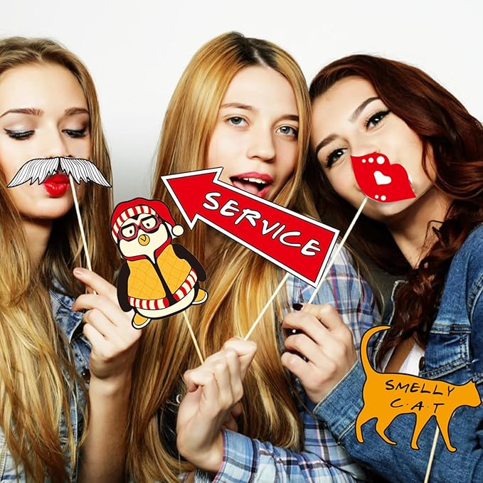 35pcs Friends Themed Party Photo Booth Props, Friends Selfie Frame with Friends TV Show Party Photo Props, Friends Themed Birthday Bachelorette Party Decorations Friends Party Supplies