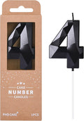 PHD CAKE 2.76 Inch Crystal Black 4 Number Birthday Candles, Black Number Candles, Cake Number Candles, Party Celebration