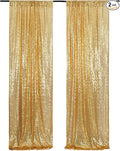 Poise3EHome Gold Sequin Backdrop Curtain 2 Panels 2ft x 8ft Gold Sequin Backdrop for Party Decoration