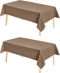 Hiasan 2 Pack Faux Linen Rectangle Tablecloth - Wrinkle and Stain Resistant Washable Table Cloth for Kitchen Dining Room Holiday Table Cover for Party Dinner, Khaki, 54 x 108 Inch