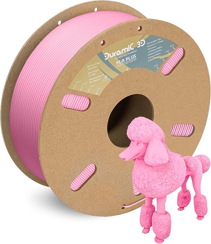DURAMIC 3D PLA+ Filament 1.75mm 1Kg Pink, PLA Plus Filament 1Kg Spool(2.2lbs) Tougher and Stronger, Dimensional Accuracy Probability +/- 0.02mm