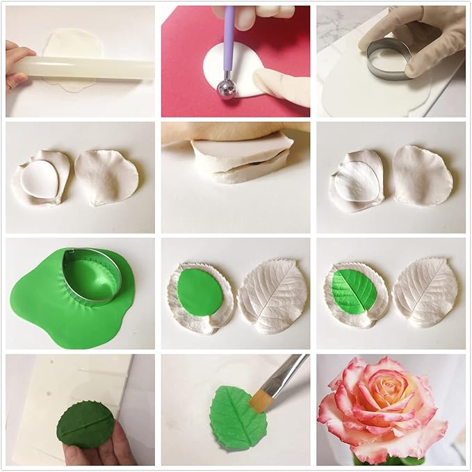 7set Stainless Steel Gum Paste Flower Cutter Flower Petals Cutter Fondant Sugar Paste Cutter Molds Cookie DIY Making Tools for Wedding Birthday Cake Decorating Tools