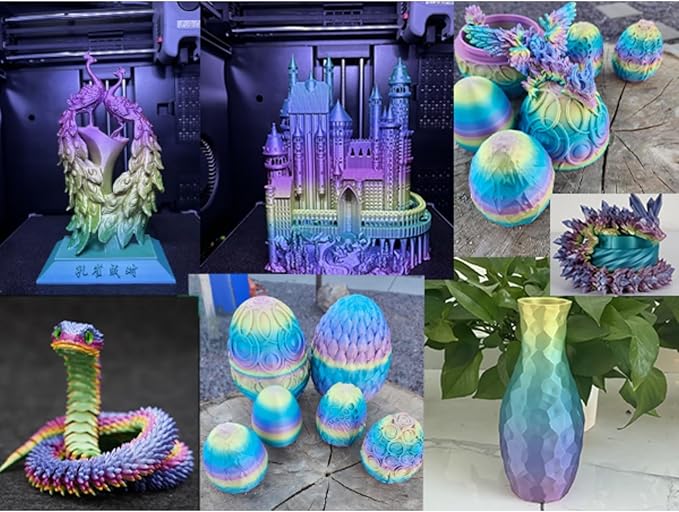 Kingroon Silk PLA Filament 1.75mm Rainbow Filament 3D Printer Filament Color Changing Filament 1kg Dimensional Accuracy ±0.03mm,Fit Most 3D Printers(Lovely)