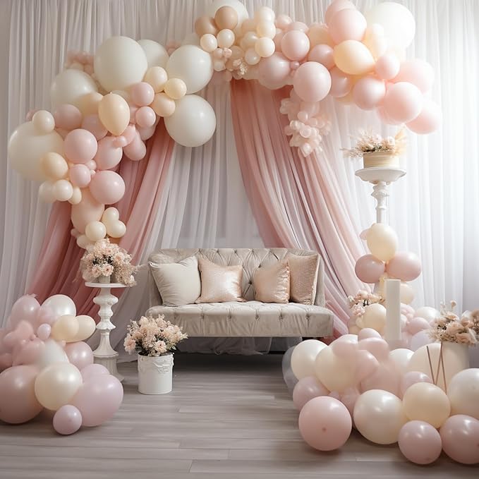 Wokceer Wedding Arch Draping Fabric 28.7"" x 20FT Dusty Rose Drapes Sheer Fabric Backdrop Arch Draping Fabric for Wedding Ceremony Birthday Party Bridal Shower Decoration, 1 Panel