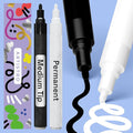 ARTISTRO 2 Black & White Permanent Marker - Waterproof Markers for Tire, Fabric, Rocks, Glass, Ceramic, Wood, Paper - Oil Based Paint Pens - Medium Tip 3mm