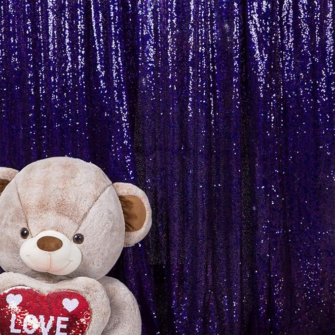 JYFLZQ Purple Sequin Backdrop Curtains 2ft x 8ft 2 Panels Glitter Photo Booth Backdrops Sparkly Photography Background Drapes for Parties Wedding Bridal Showers