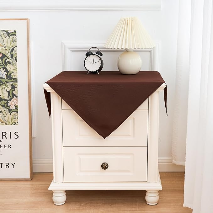 2 Pack Small Square Table Cloth 24X24 Inch Chocolate Washable Fabric Tablecloth Polyester Solid Tables Cover for Night Stand End Table Side Table Outdoor Indoor