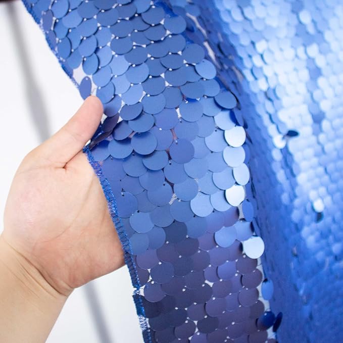 JYFLZQ Blue Payette Sequin Backdrop Curtains 8ft x 8ft 1 Panel Glitter Thick Shimmer Backdrop Background Photo Booth Backdrops for Parties