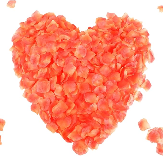 CODE FLORIST 1500 PCS Sunset Red Silk Flower Rose Petals for Fall Wedding Decorations (Separated,Scented)