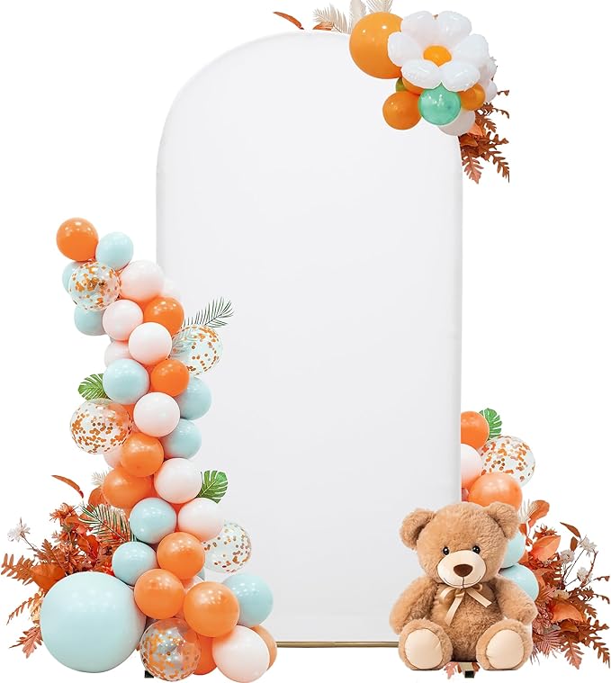 Wedding Arch Cover Spandex Arch Backdrop Cover 6.6FT Arch Stand Cover Arch Covers Stretchy Backdrop for Birthday Party Decoration Baby Shower Banquet Ceremony（White, Cover Only）