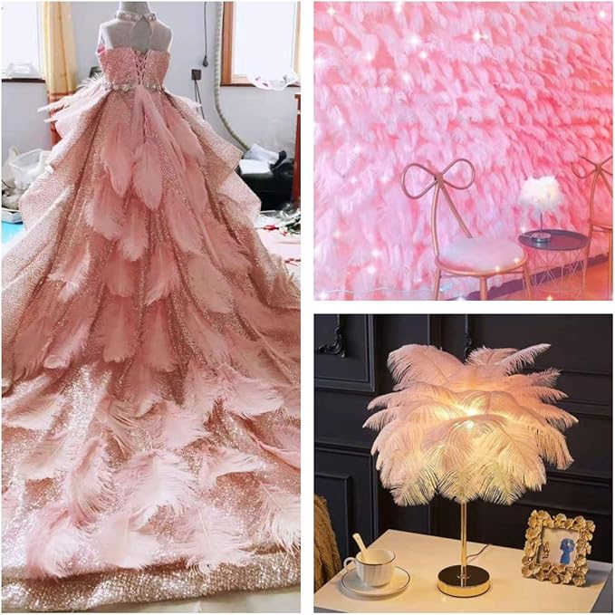 Ballinger Lotus Pink Ostrich Feathers - 24Pcs 8-10inch Feathers for Crafts,Party Centerpieces,Wedding and Home Decor