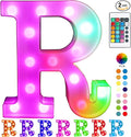 Pooqla Colorful LED Marquee Letter Lights with Remote – Light Up Marquee Signs – Party Bar Letters with Lights Decorations for The Home - Multicolor R