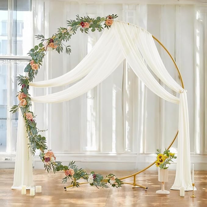 MDS Halloween Chiffon Draping Fabric - 1 Panel, 30" Wide x 100ft Long - Sheer Spooky Arbor & Canopy Drapery for Haunted House Backdrops, Party Ceilings, DIY Costumes & Themed Events - Ivory