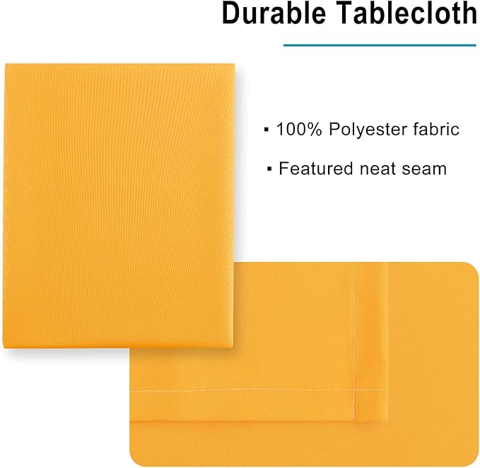 Hiasan Tablecloth for Square Tables - Waterproof and Spillproof Washable Fabric Table Cloth for Dining Room Kitchen Party, 70 x 70 Inch, Orange Yellow