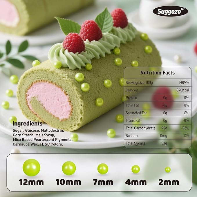 Edible Green Pearl Sprinkles, Sugar Pearls for Cake Decorating, 180g/6.35oz, Cupcake Toppers, Baking Cake Decorations, Cookie Decoration, Wedding Party Chirstmas Halloween Supplies
