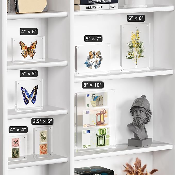 8x10 Acrylic Picture Frame 1 Pack, Clear Freestanding Double Sided Frameless Magnetic Photo Frames, Desktop Display Decor Gift