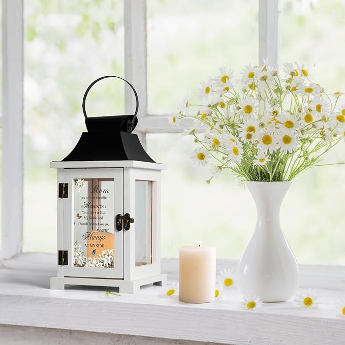 Memorial Lantern Bereavement Sympathy Gifts in Memory of Loved One Memorial Gifts for Loss of Mother Remembrance Gifts for Loss of Mom with LED Candle