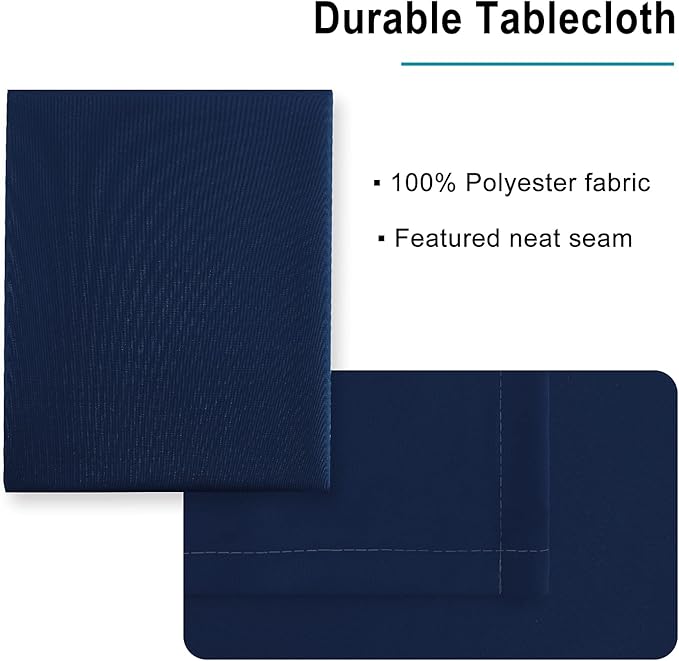 Hiasan Navy Blue Tablecloth for Rectangle Tables - Waterproof and Spillproof Washable Fabric Table Cloth for Dining Room Kitchen Party, 52 x 70 Inch