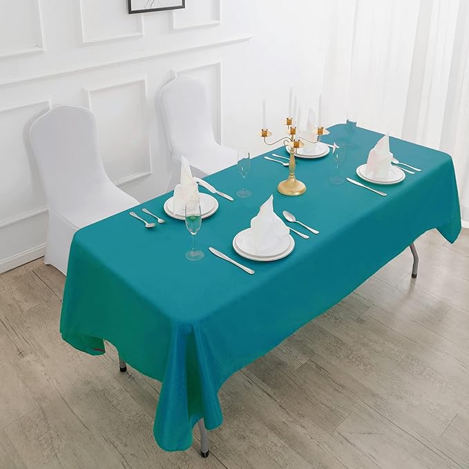 Rectangle Tablecloth 90x132 inch Washable Polyester Fabric Table Cloth for Wedding Party Dining Banquet Decoration（90x132, Caribbean Blue）