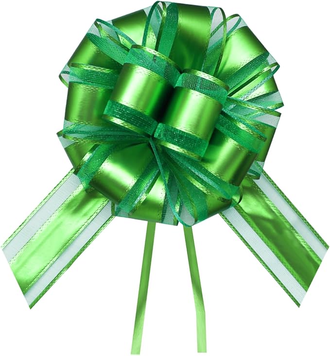 7 Pieces Large Pull Bows, 6 inche, Big Bow for Gift Wrapping, Christmas Party Birthday Gift, Wedding Baskets,Valentine's Day Gift Decorations, Flower Decoration (Green)