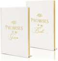 Promises To My Groom & Bride Wedding Vow Books (Set of 2) - Pocket Sized Gold Foil Embossed White Wedding Ceremony Vow Renewal Speech Notebook Planner, Gift for Wife & Husband Newly Engaged Couple
