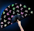 Amajiji Large Rave Folding Hand Fan Clacking Fans for Line Dancing Clap Fan for Boots On The Ground Dance,Party,Decoration,Festival (Colorful Butterfly)