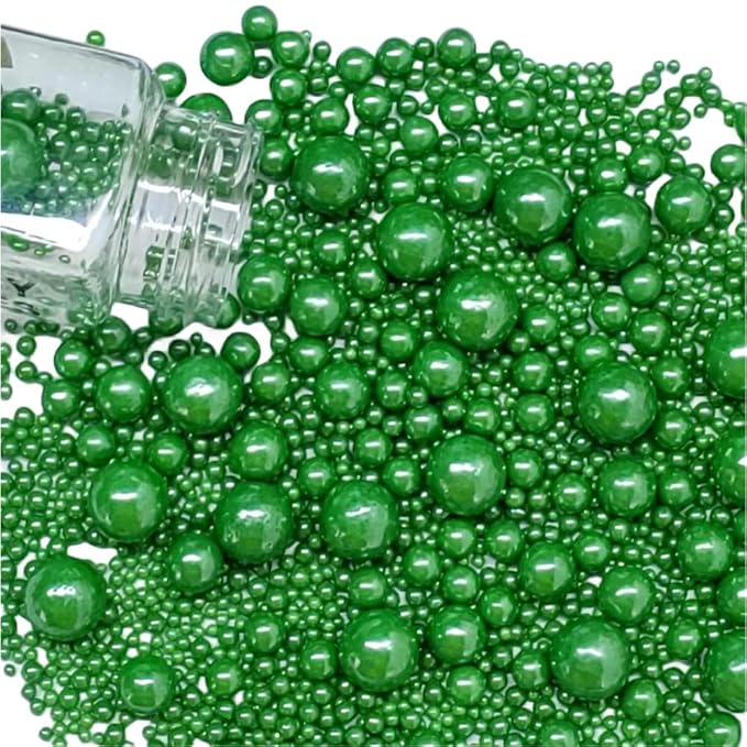 Edible Pearl Sugar Sprinkles Christmas Green Candy Mixing Size Baking Edible Cake Decorations Cupcake Toppers Cookie Decorating Celebrations Wedding Valentines Easter Halloween Christmas Supplies 120g/ 4.24oz