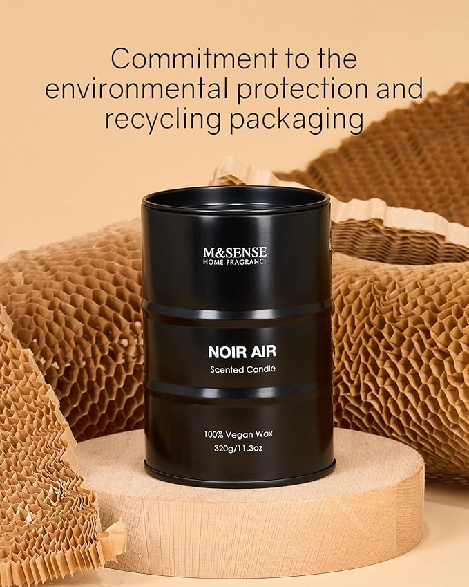M&SENSE Scented Candle, Noir Air Medium Jar Candle Gifts for Men, 70 Hours Slow Burning Natural Soy Candles 11.3oz, Stress Relief Aromatherapy Candles Home Decor, Valentines Day Gifts for Him