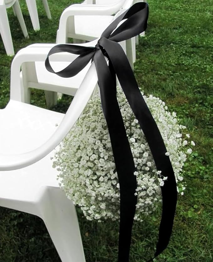 1-1/2 Inch Black Satin Ribbon 50 Yards Solid Fabric Ribbons for Gift Wrapping, Crafts, Floral Arrangements, Wedding, Party, Holiday and Home Decor