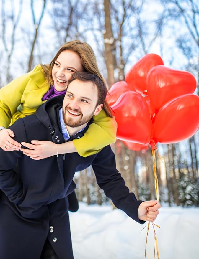 Red Heart Balloons, 50 Pcs 12 Inch Heart Shaped Balloons, Red Latex Balloon, Romantic Valentines Balloons for Birthday Party Wedding Engagement Party Baby Shower Valentine Day Decorations