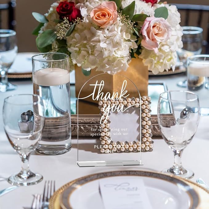 Acrylic Wedding Sign Thank You Sign for Wedding Wedding Signs for Ceremony Modern Calligraphy Arch Acrylic Table Top Sign for Wedding Reception and Event Party Table