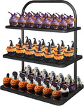 Cupcake Stand, 3 Tier Halloween Cupcake Stand for 50 Cupcakes Rustic Cupcake Display Stand Large Wood Dessert Table Display Set Cupcake Tower Tiered Tray Stand for Wedding Birthday Party