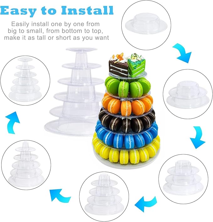 Macaron Tower Stand, 6 Tiers Macaron Display Macaroon Stand Tower Desserts Cupcake Holder Platter for Wedding, Birthday Party, Baby Shower, Party Decoration by Greatstar…