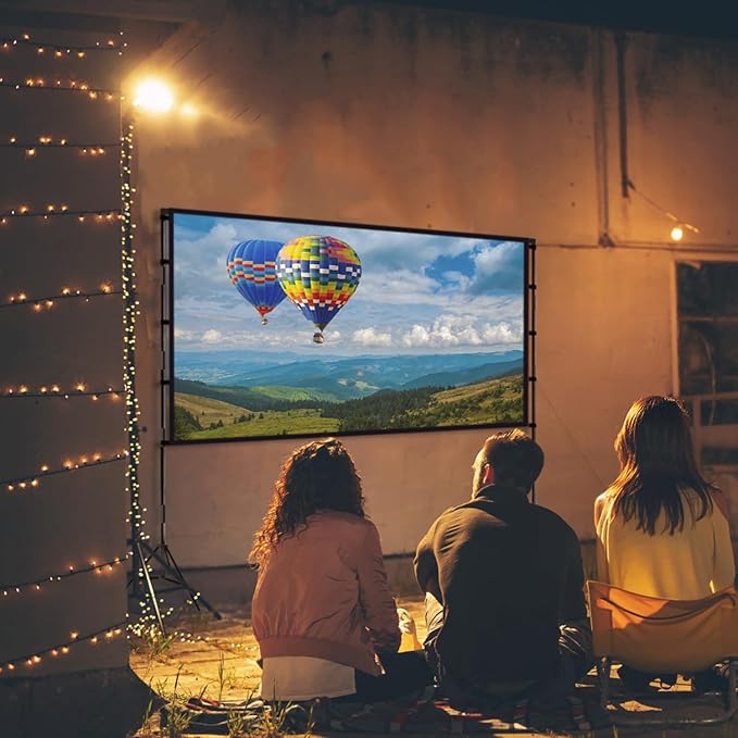 iMounTEK Backdrop Stand with Projector Screen - 16:9 4K HD 120 inch Portable Projector Screen Outdoor Indoor Lightweight Movie Screen with Carry Bag for Wedding Home Backyard Movie Night