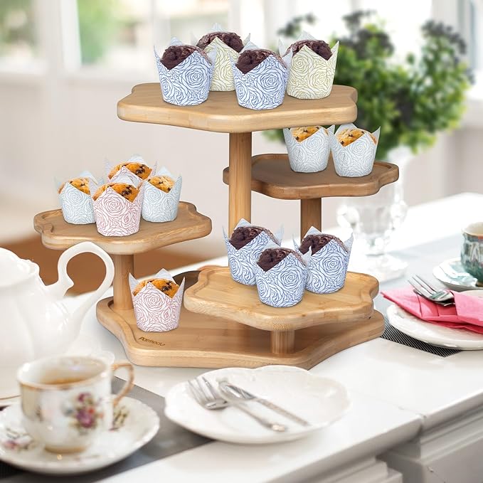 160pcs Tulip Paper Cupcake & Muffin Liners Oil Resistant - Standard Size 4 Colors Rose Pattern Baking Cups Cupcake Wrappers, Model BK010